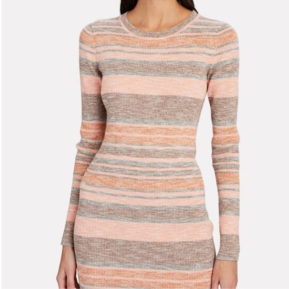 INTERMIX Sloan Striped Rib Knit Mini Dress Medium - Picture 2 of 8